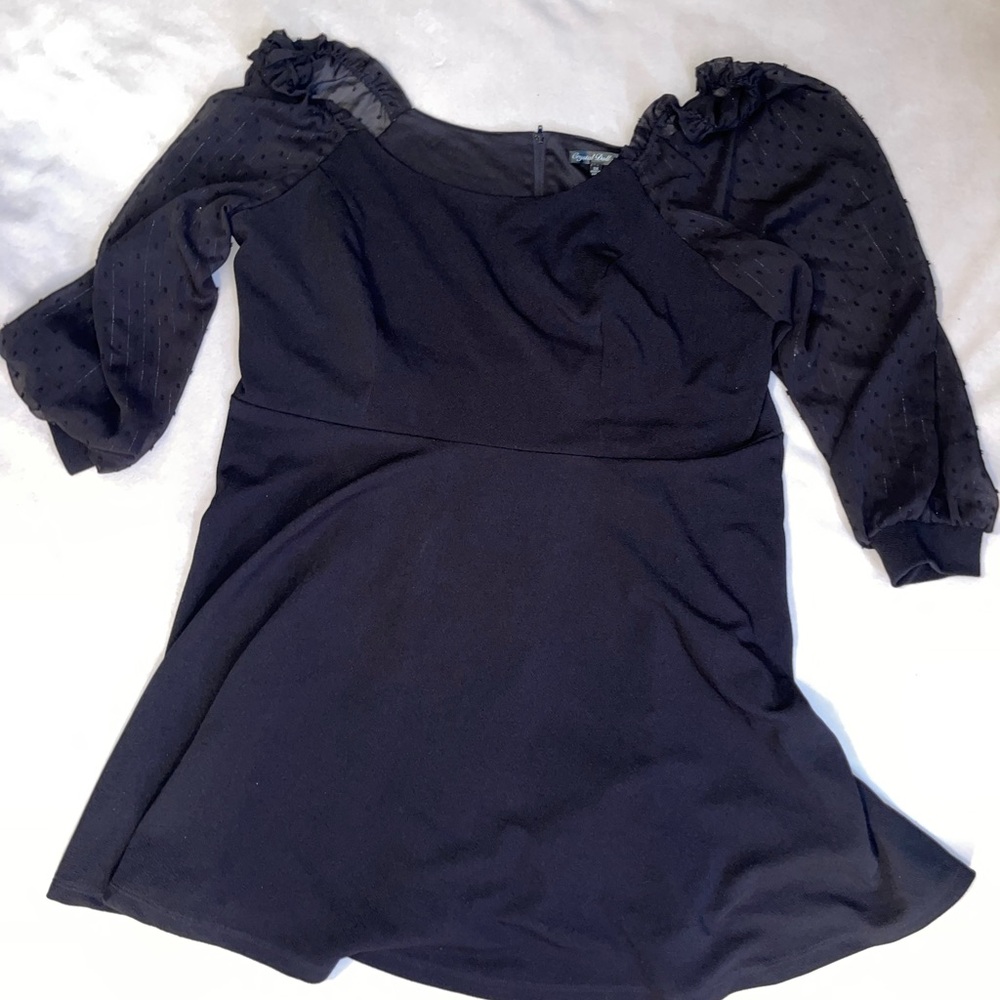 Crystal Doll‎ Black Dress with Sheer Sleeves